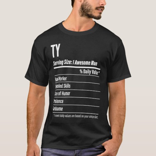 Ty Nutritional Facts Serving Size Calories T-shirt (Voorkant)