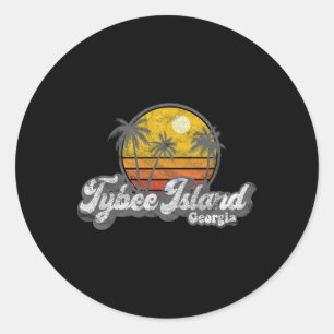 Tybee Island Ga Retro 70's Surfer Gift Ronde Sticker