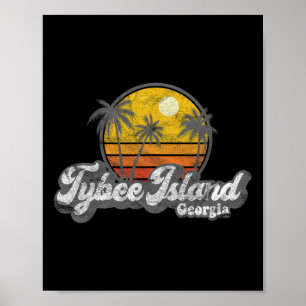Tybee Island Ga Retro 70's Vintage Surfer Cadeau  Poster