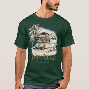 Tybee Island GA Tiki Bar Beach Waterverf Design T T-shirt