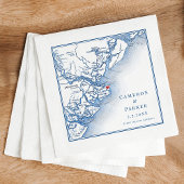 Tybee Island Georgia Kaart Elegant Marine Huwelijk Servet