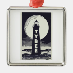 Tybee Island Georgia Lighthouse Moon Metalen Ornament