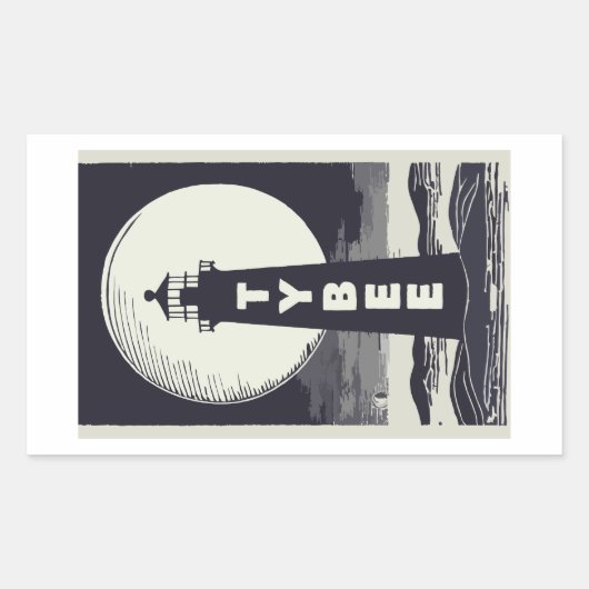 Tybee Island Georgia Lighthouse Moon Rechthoekige Sticker (Voorkant)