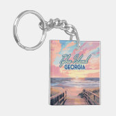 Tybee Island Georgia Sunrise Beach Savannah Sleutelhanger (Voorkant Links)