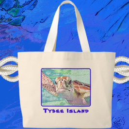 Tybee Island Georgia Waterverf Zee Turtle Grote Tote Bag