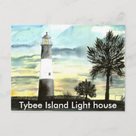TYBEE Island Lighthouse art collecteerbare geschen Briefkaart