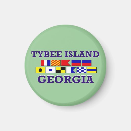 Tybee Island nautische vlag - ronde magneet (Voorkant)