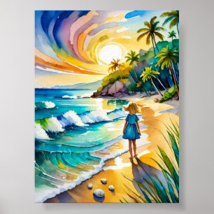 Tybee Island Waterverf Art Print