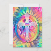 Tye Dye Cross met hart in het midden Kaart (Achterkant)