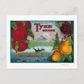Tyee Pear Crate LabelWA, OR, en CA Briefkaart (Voorkant)