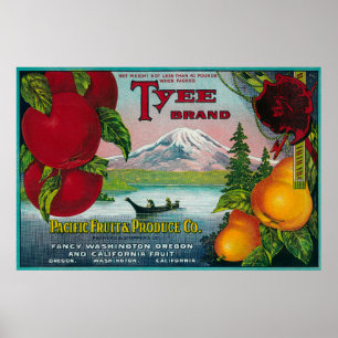 Tyee Pear Crate LabelWA, OR, en CA Poster