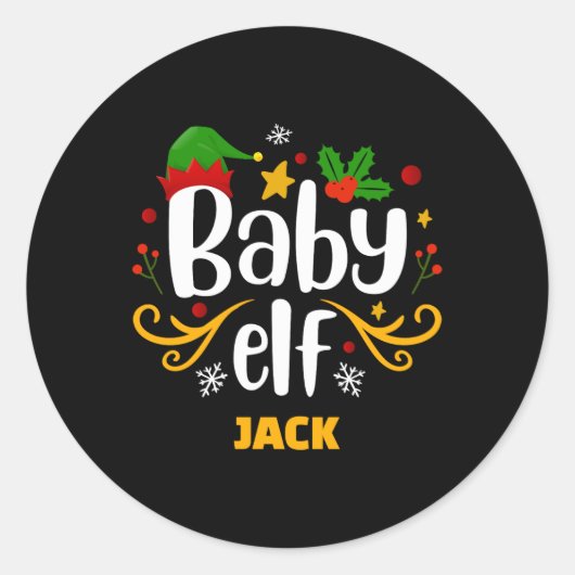 Tygraphy Baby Elf Fun Family Matching Baby T Shirt Ronde Sticker (Voorkant)