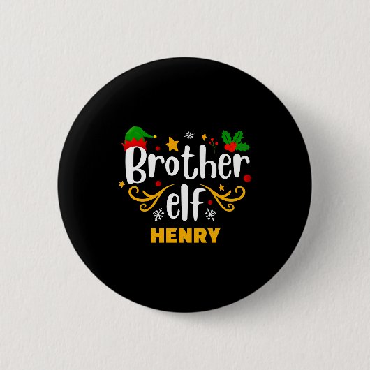 Tygraphy Brother Elf Fun Family Matching Ronde Button 5,7 Cm (Voorkant)