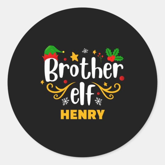 Tygraphy Brother Elf Fun Family Matching  Ronde Sticker (Voorkant)