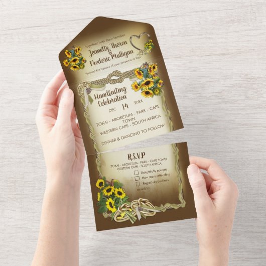 Tying & Knot Celebration All in One Wedding Invite All In One Uitnodiging (Afscheurbaar)