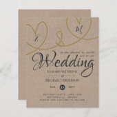 Tying Knot TYPOGRAHY Wedding Invites - Kraft Kijk (Voorkant / Achterkant)