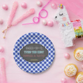 Tying the Knot BBQ Geruite verlovingskaart Papieren Bordje (Feest)