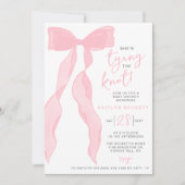 Tying The Knot Elegant Pink Bow Bridal Shower Kaart (Voorkant)