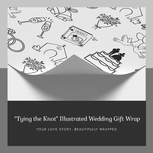 "Tying the Knot" Geïllustreerde Trouwcadeau Wrap Cadeaupapier