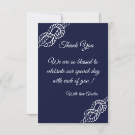 Tying The Knot Nautical Rope White & Navy Wedding Bedankkaart