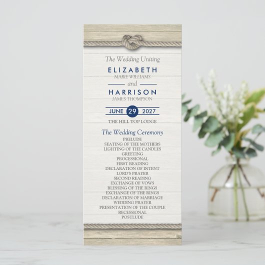 Tying The Knot Rustic Beach Wedding Programme (Debout devant)