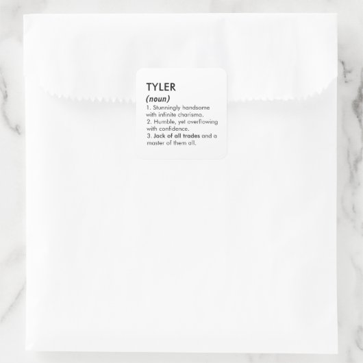 Tyler name, Editable name, Custom name Vierkante Sticker (Tas)