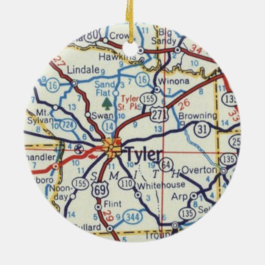 Tyler Texas Kerstornament Keramisch Ornament (Achterkant)