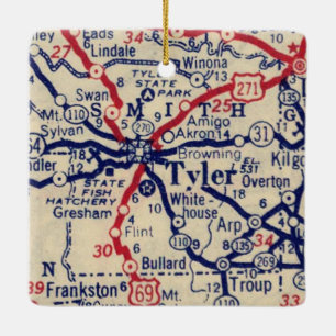Tyler TX 1941 Map Keramisch Ornament