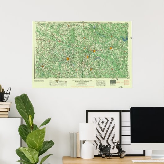 Tyler TX  Topo Map Poster (Thuiskantoor)
