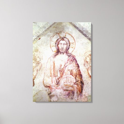 Tympanum voor de Savior Blessing, 1341 Canvas Afdruk (Voorkant)