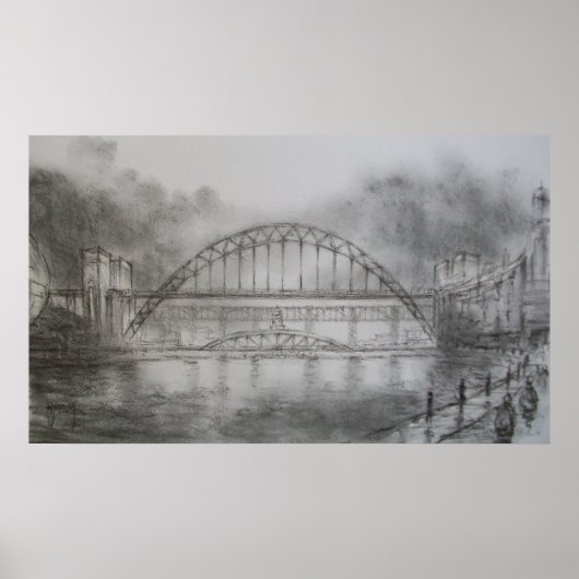 Tyne Bridge uit de Quayside Newcastle Print (Voorkant)