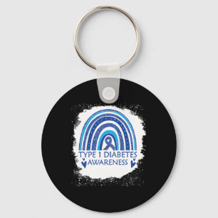 Type 1 Diabetes Awareness Bleaching Rainbow Blue R Sleutelhanger