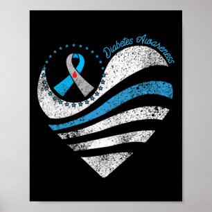 Type 1 Diabetes Awareness Heart Ribbon Poster