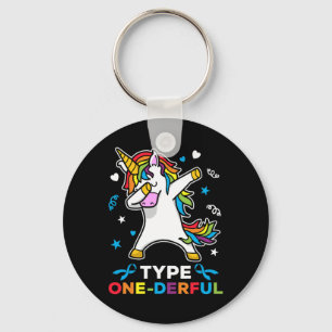 Type 1 Diabetes Bewustzijn Eenhoorn Type One-derfu Sleutelhanger