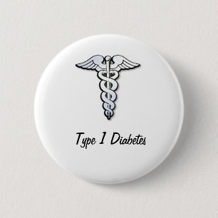 Type 1 Diabetes-Button-badge - zwart Ronde Button 5,7 Cm