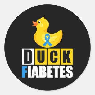 Type 1 Diabetes Eend Fiabetes T1d Bewustzijn Ronde Sticker