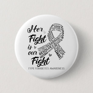 Type 1 Diabetes Haar strijd is onze strijd Ronde Button 5,7 Cm