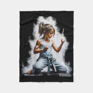 Type 1 diabetes karate krijger meisje draagt CGM e Fleece Deken