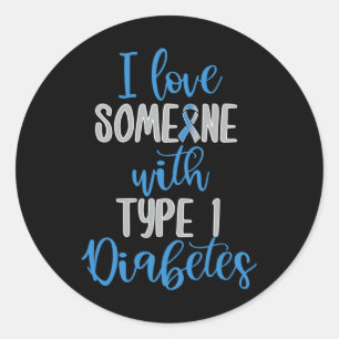 Type 1 Diabetes Love Juvenile Diabetes Blue Awaren Ronde Sticker