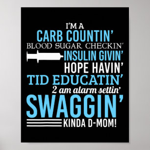 Type 1 Diabetes Moeder Leuk T1D Diabetisch Bewustz Poster