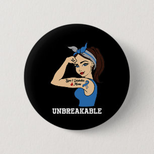 Type 1 Diabetes Moeder Onbreekbare Krijger Bewustz Ronde Button 5,7 Cm