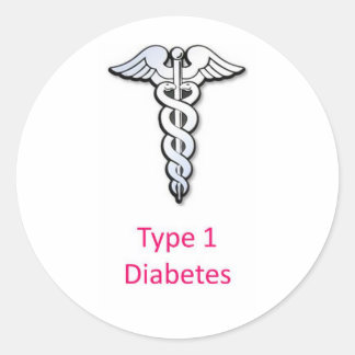 Type 1 diabetes roze ronde sticker