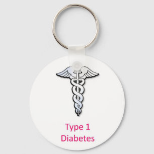 Type 1 diabetes roze sleutelhanger