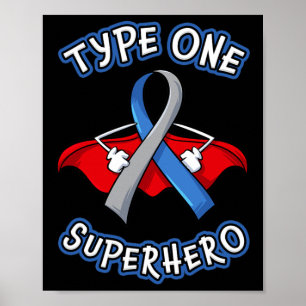 Type 1 Diabetes Superheld Bewustzijnscadeau Diabet Poster