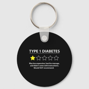 Type 1 Diabetes T1D One Star Rating Fun Awareness Sleutelhanger