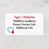 Type 1 diabetes visitekaartje (Achterkant)