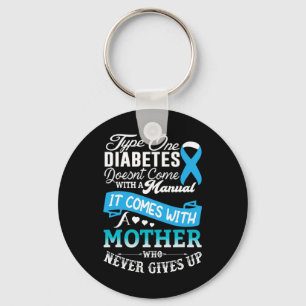 Type 1 diabetes voor moeder blauw lintdiabeticus sleutelhanger