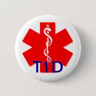 Type 1 diabetesalarmspeld ronde button 5,7 cm