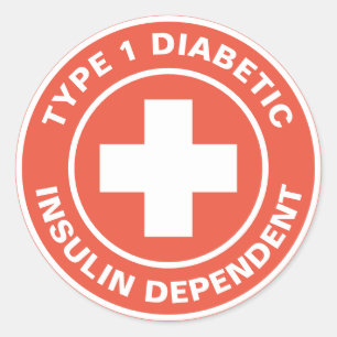 Type 1 diabetische insulineafhankelijke diabetes M Ronde Sticker