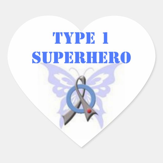 Type 1 superheld hartvormige Stickers (Voorkant)